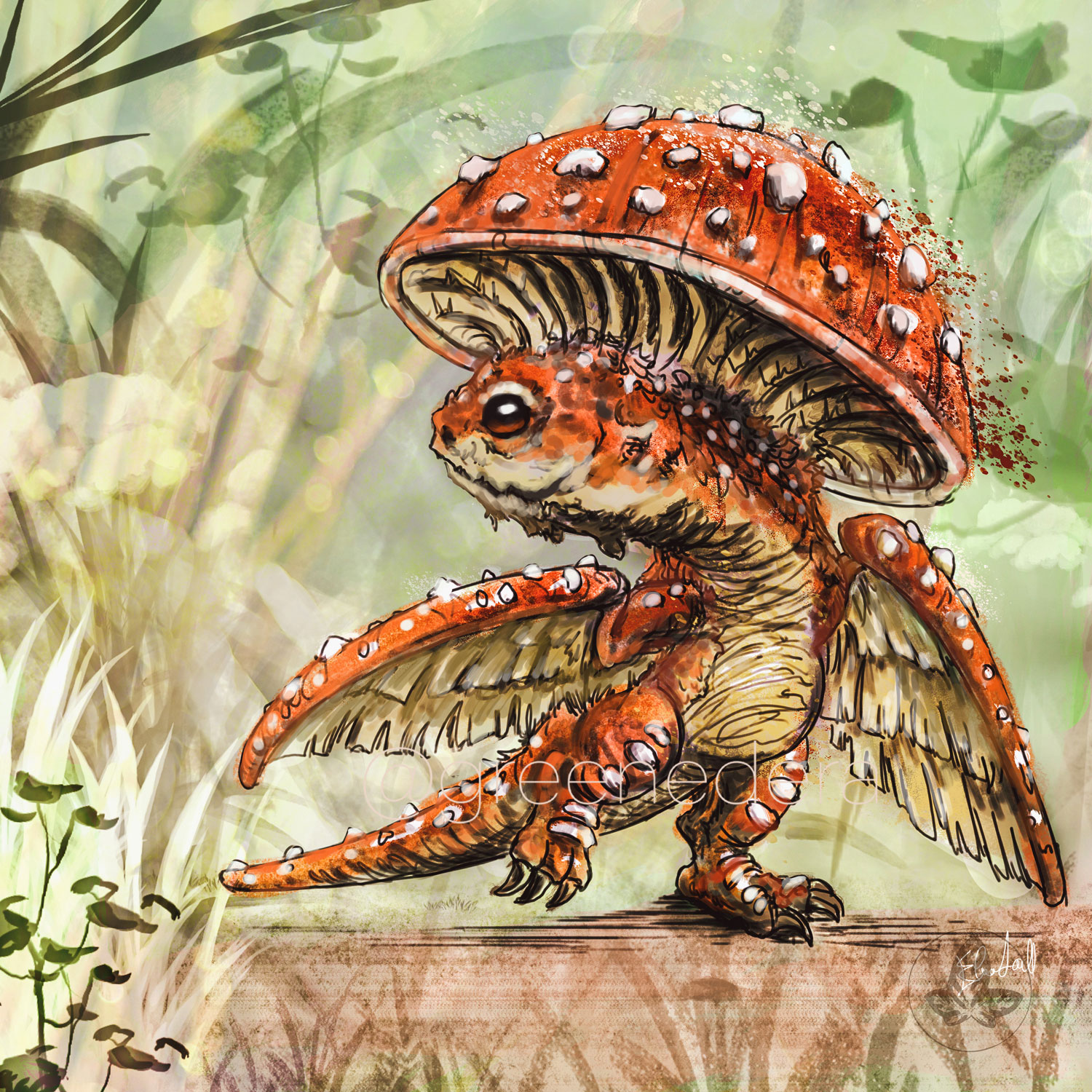 Baby Mushroom Dragon Greenedera art