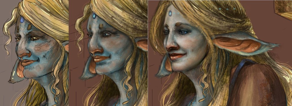 Drow and furbolg digital painting by greenedera art - elena zambelli #noai