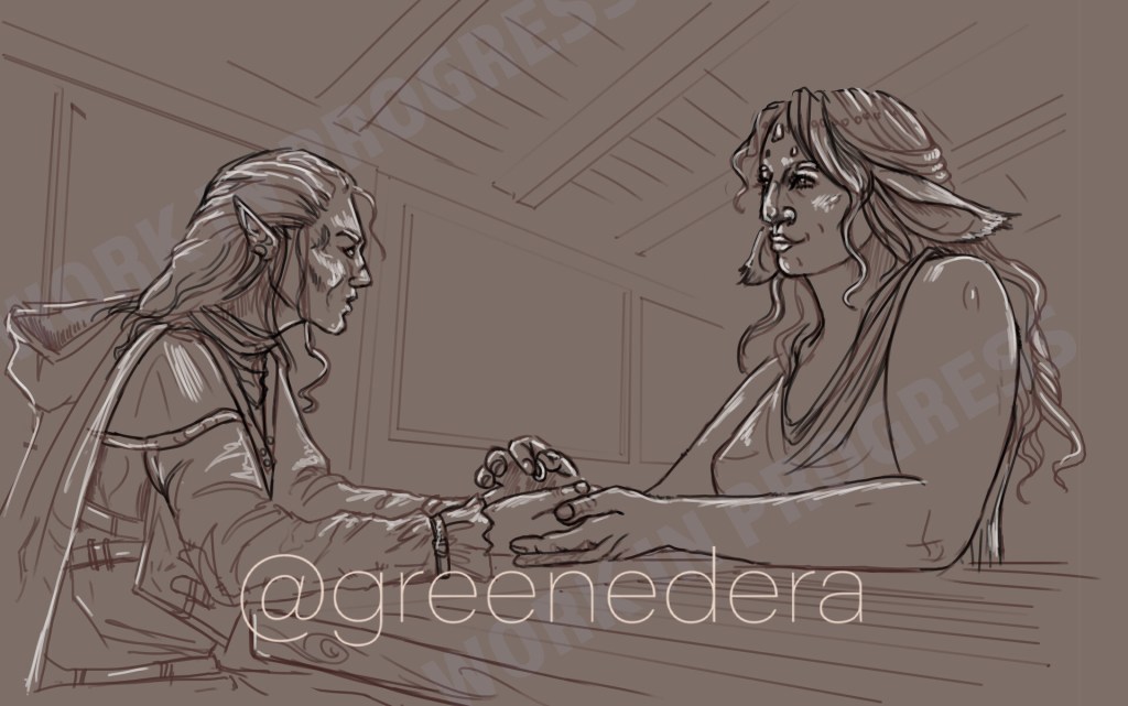 Drow and furbolg digital painting by greenedera art - elena zambelli #noai