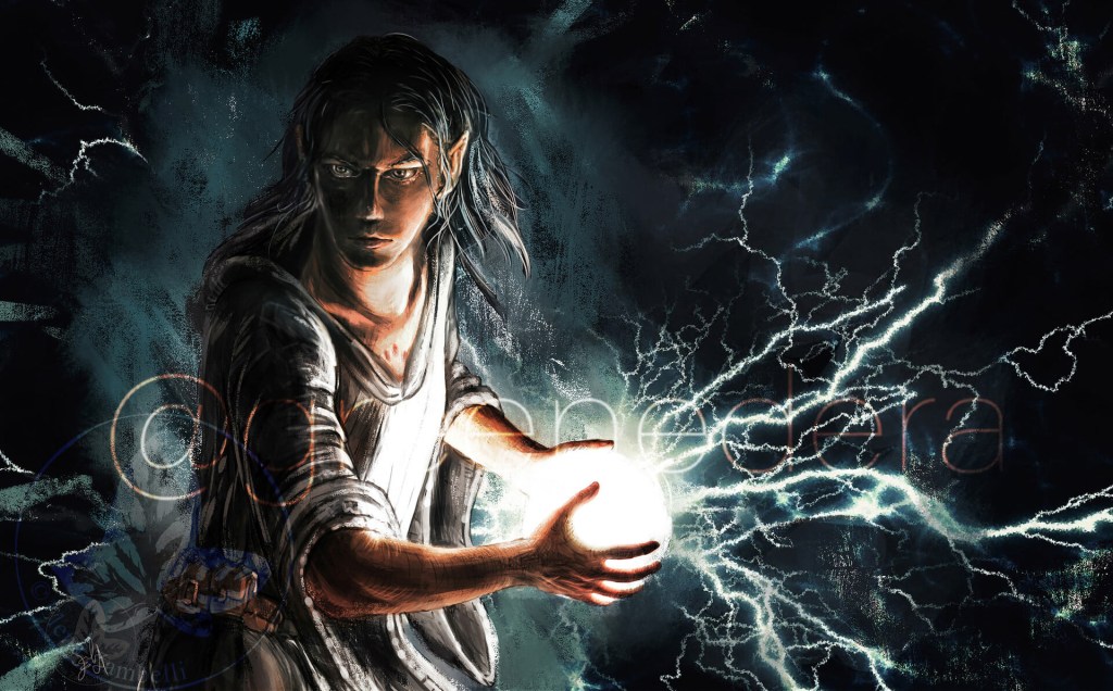 Dalamar the Dark, Raistlin's apprentice from the Dragonlance Saga (by Margaret Weis and Tracy Hickman).
In "Legends of the Lance" we don't see often Dalamar in action, but this is probably the last thing that Kitiara saw before things went wrong.
Copyright 2020 Elena "Greenedera" Zambelli, all rights reserved #noai, personal work.