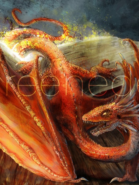 Dragon - the guardian of the grimoire A tiny and fierce red dragon is going to protect this magical grimoire! personal work; to repost please ask me, thank you. digital painting, December 2020 - featured in the manual "Librum draconis" by Raogen games https://www.dmsguild.com/product/402494/Librum-Draconis